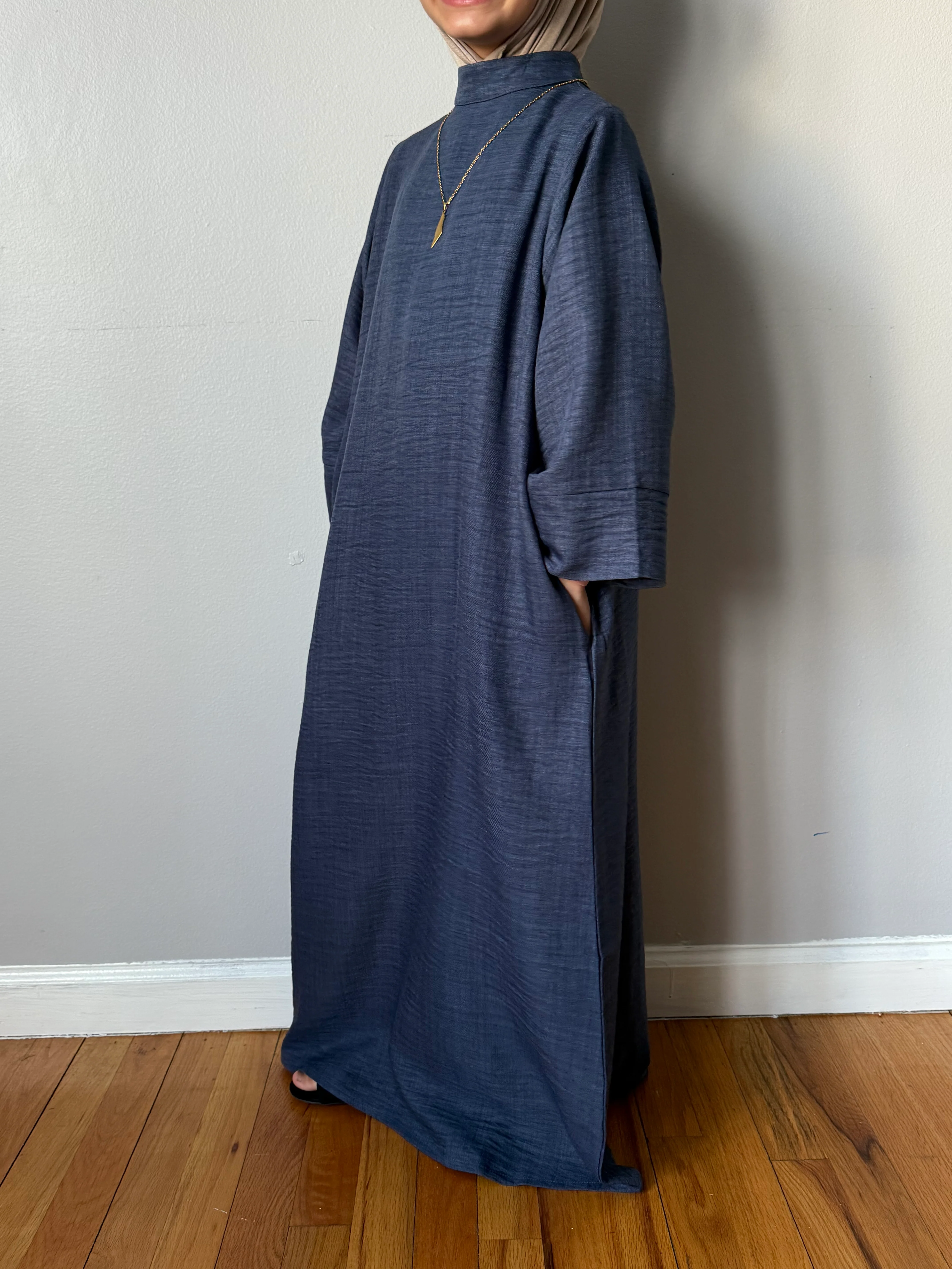 AMIRA MOCK NECK ABAYA YOUTH DENIM - Image 4