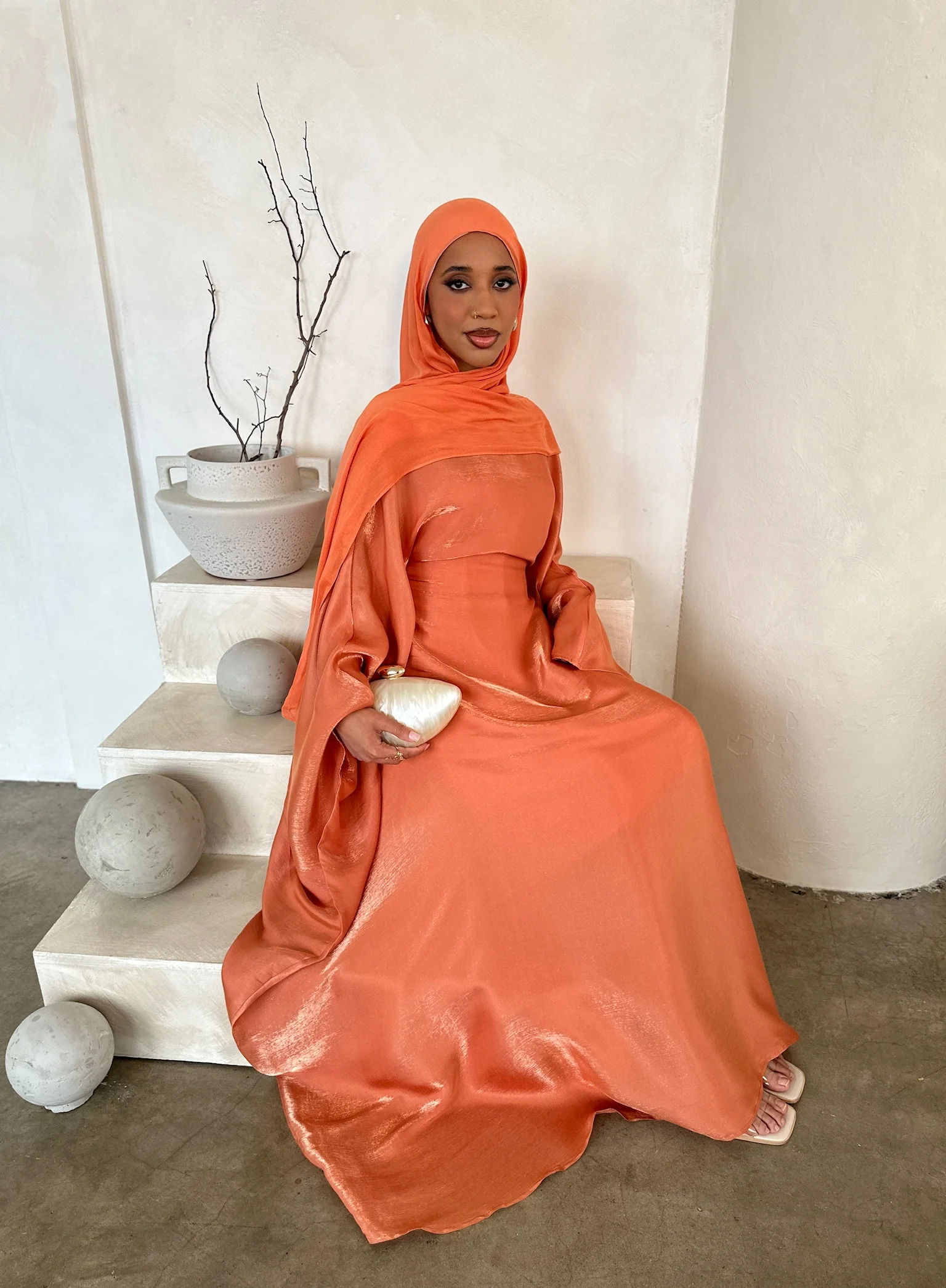 HANEEN BATWING ABAYA ORANGE - Image 4