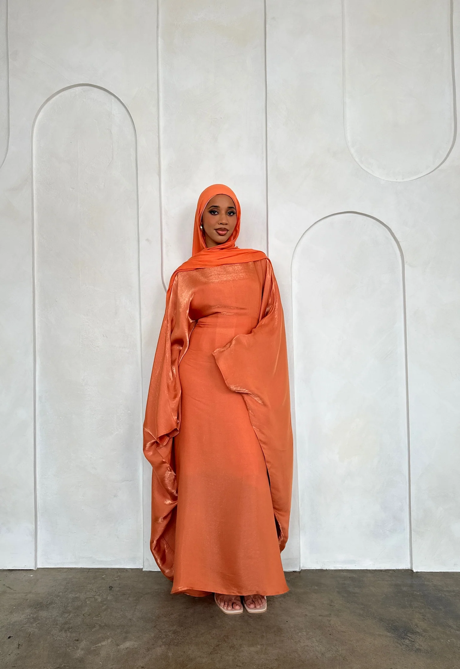 HANEEN BATWING ABAYA ORANGE - Image 6