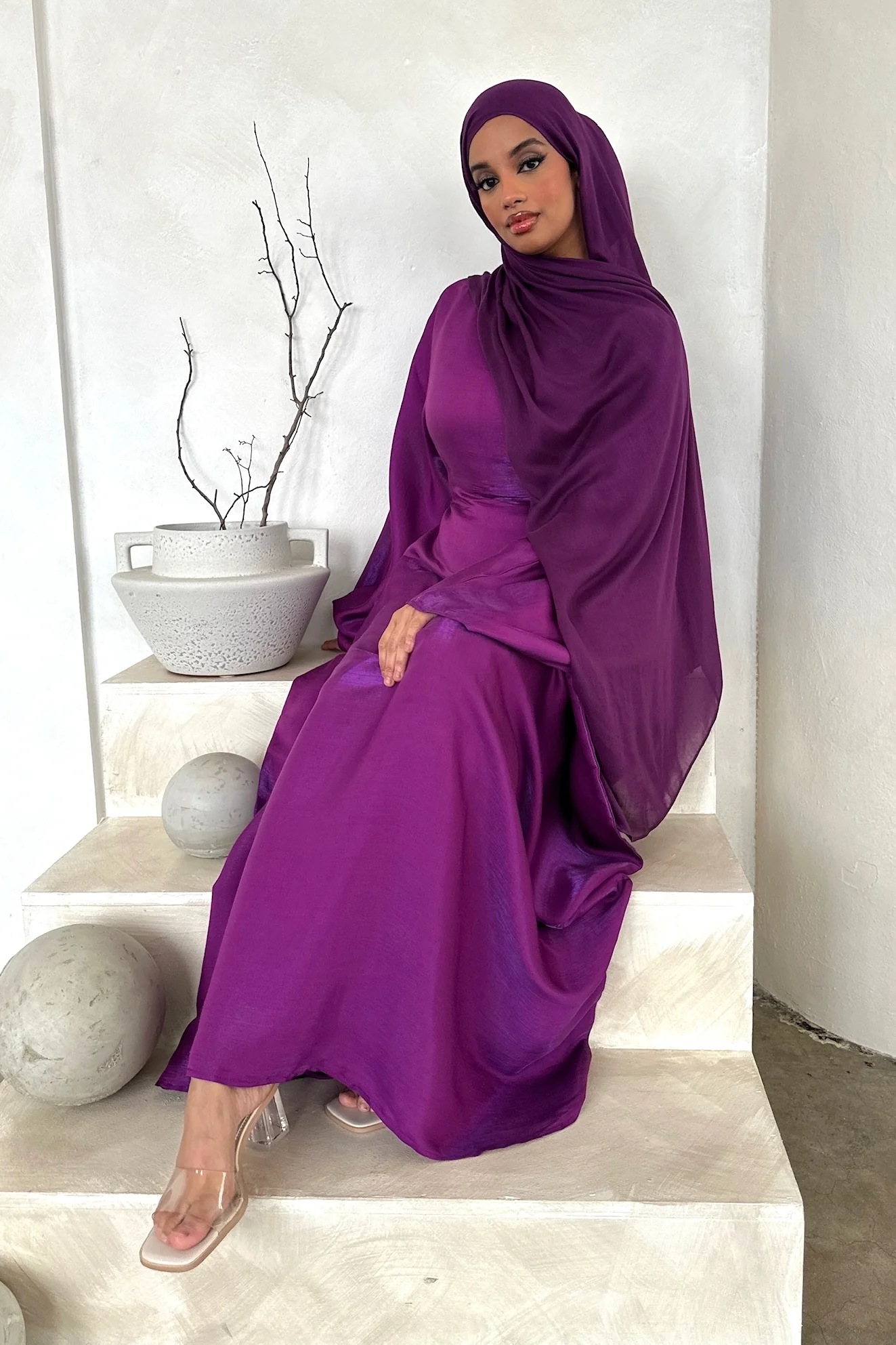 HANEEN BATWING ABAYA PURPLE - Image 4
