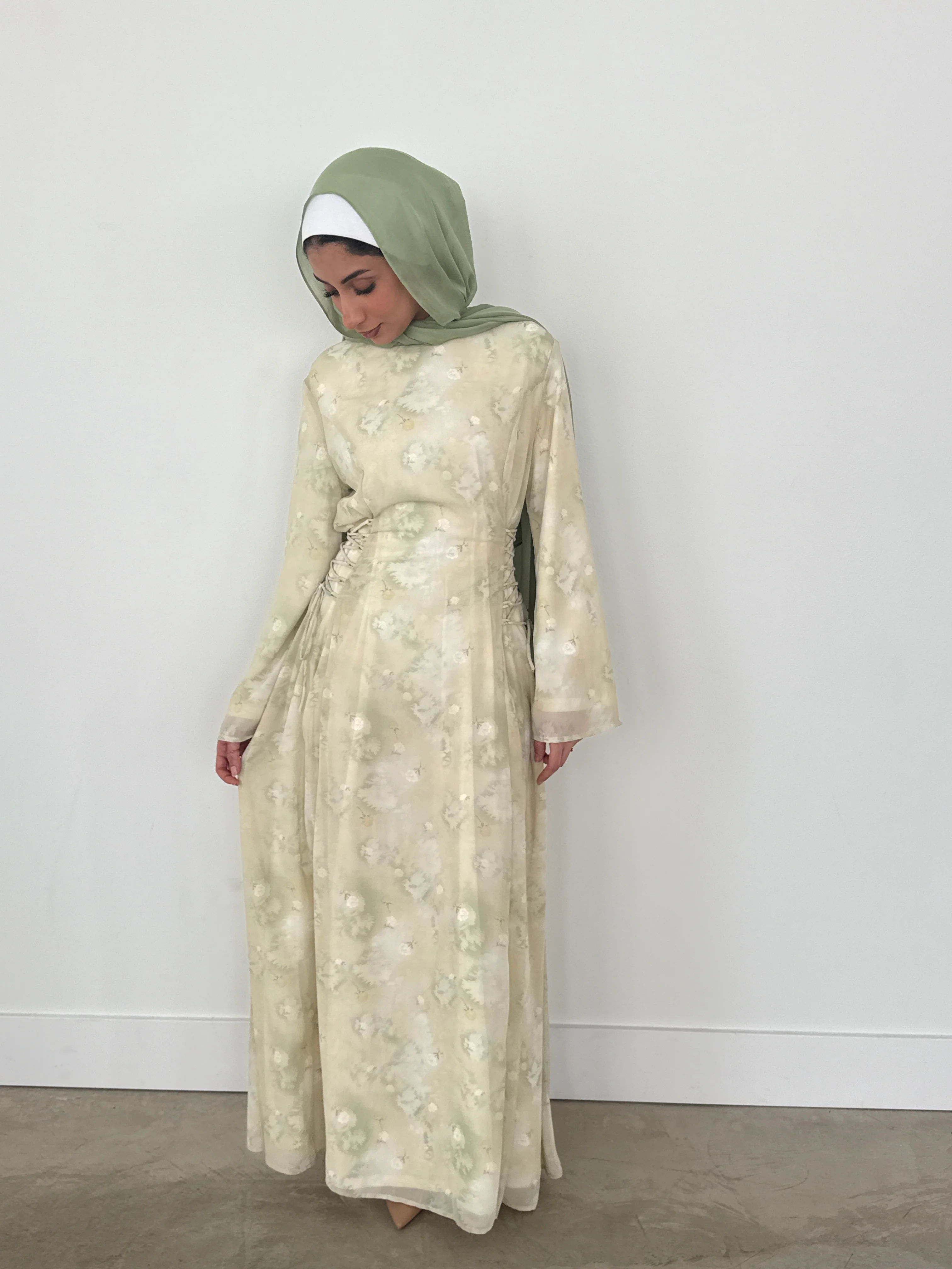 INAYA CHIFFON DRESS GREEN - Image 3