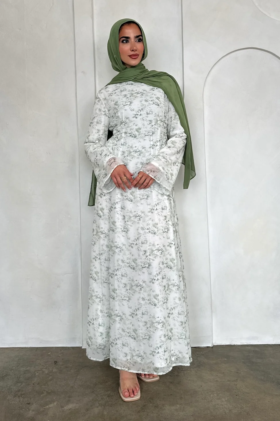 INAYA CHIFFON DRESS SAGE - Image 3