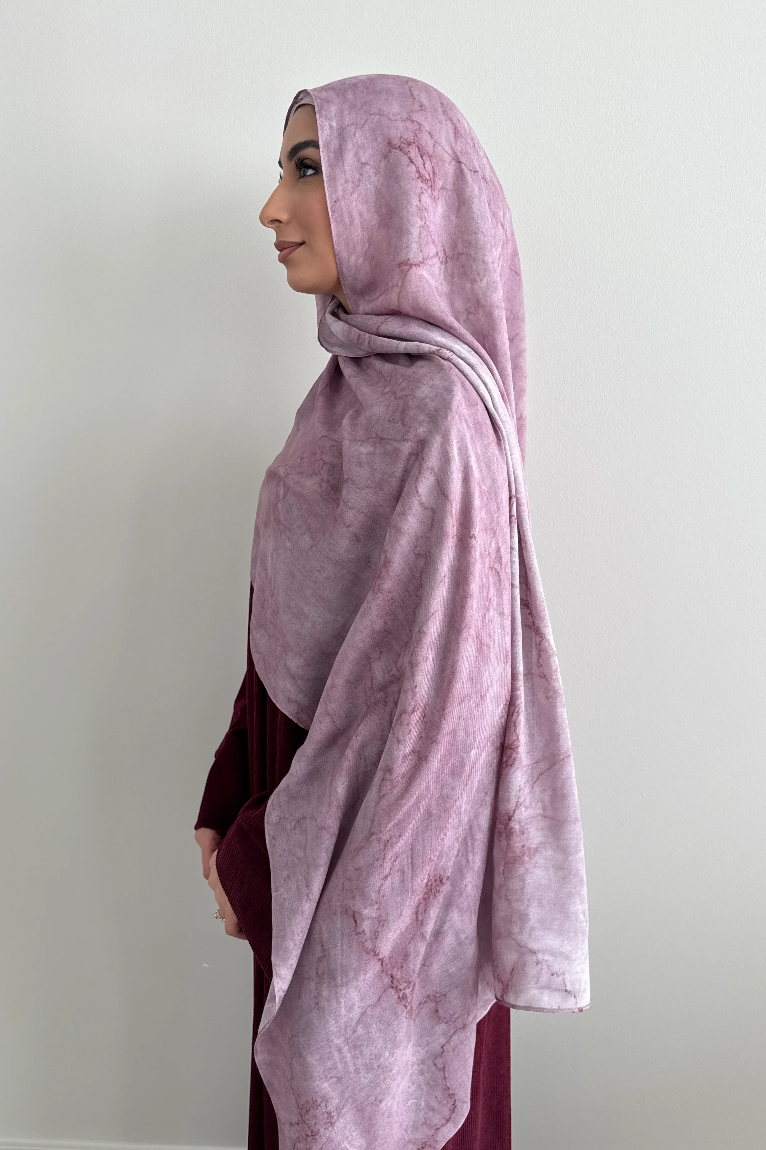 MODAL PRINT HIJAB PINK MARBLE