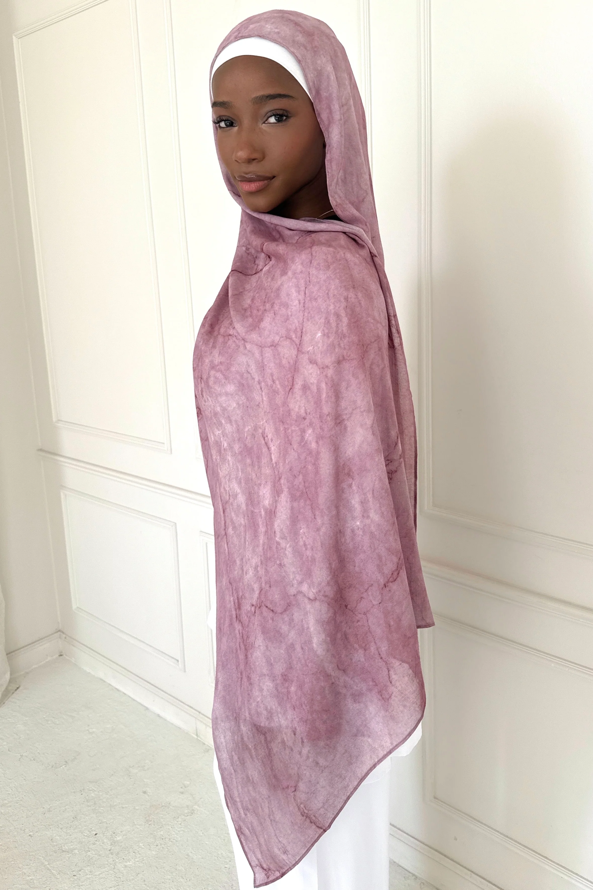 MODAL PRINT HIJAB PINK MARBLE - Image 3