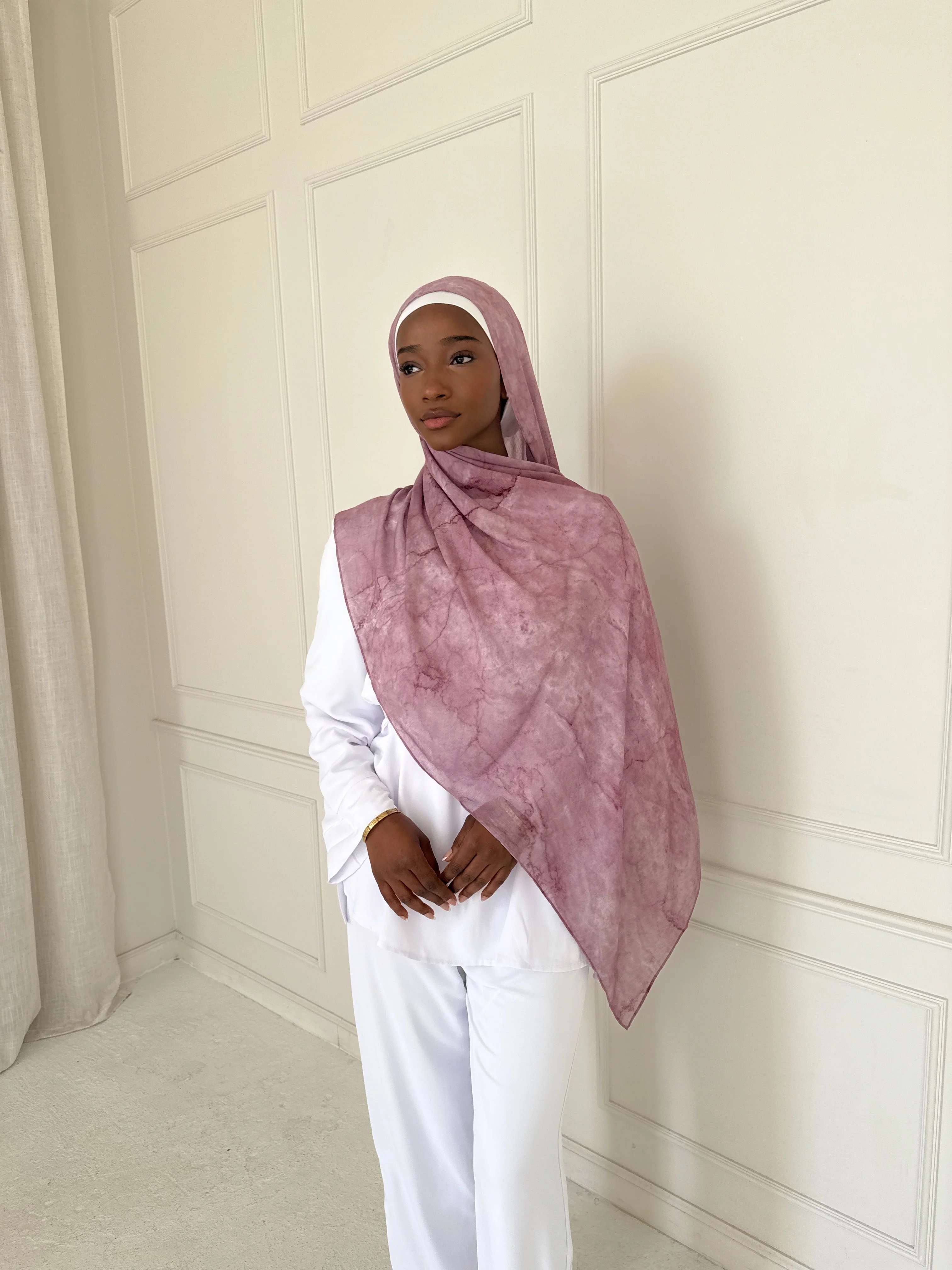 MODAL PRINT HIJAB PINK MARBLE - Image 5