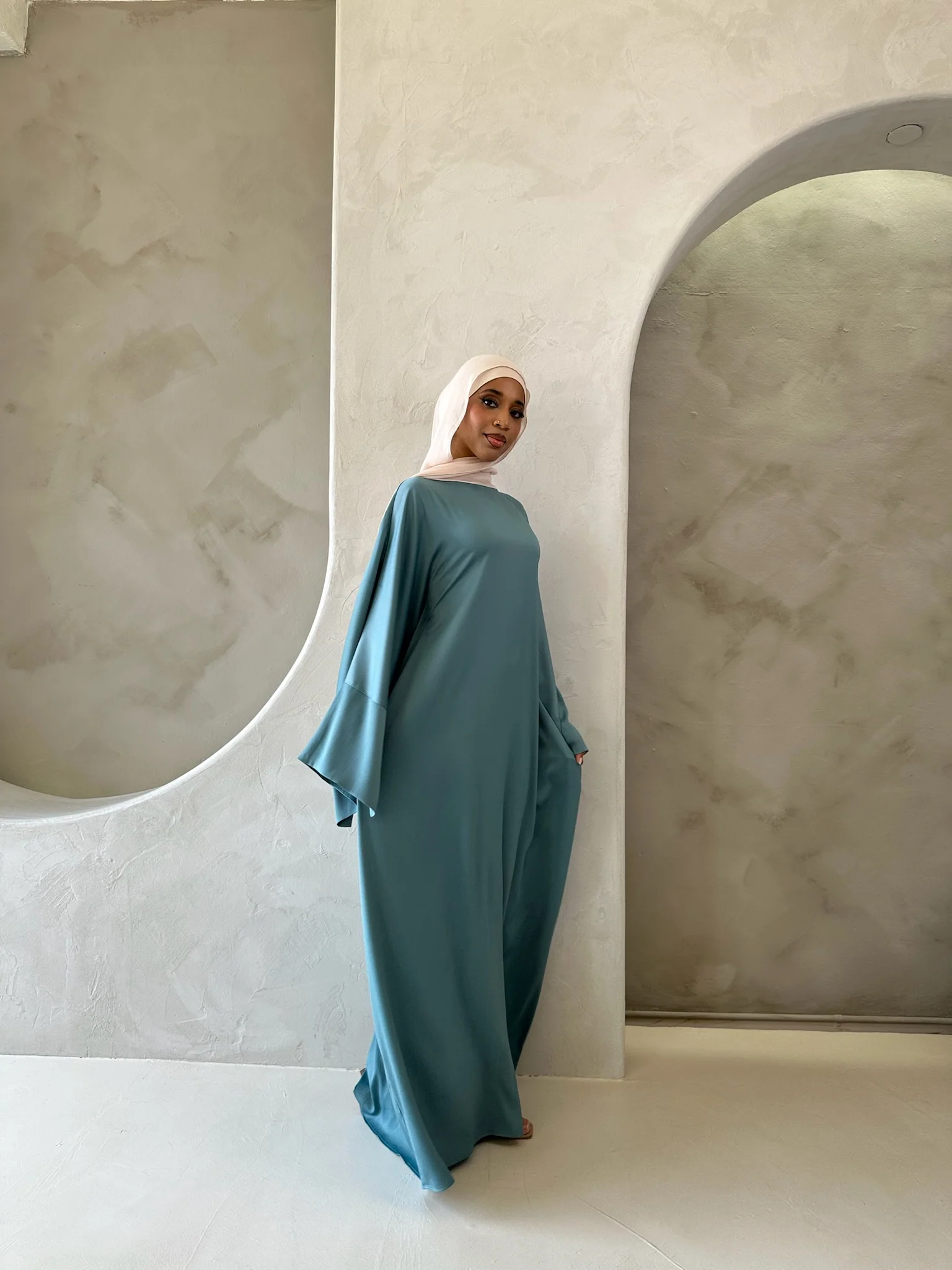 SAREEN ABAYA DUSTY TEAL - Image 4