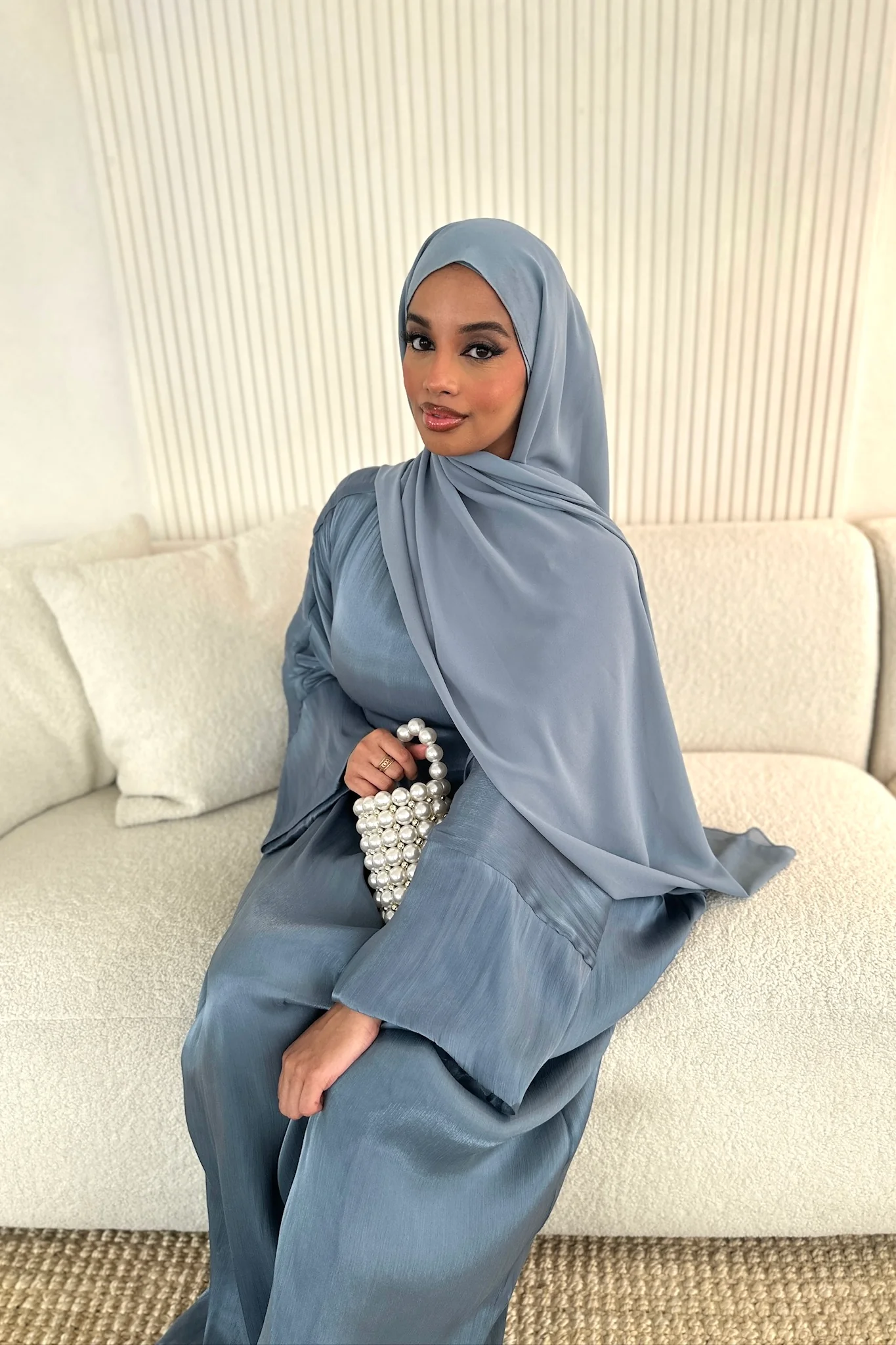 SORAYA BATWING ABAYA DUSTY BLUE - Image 5