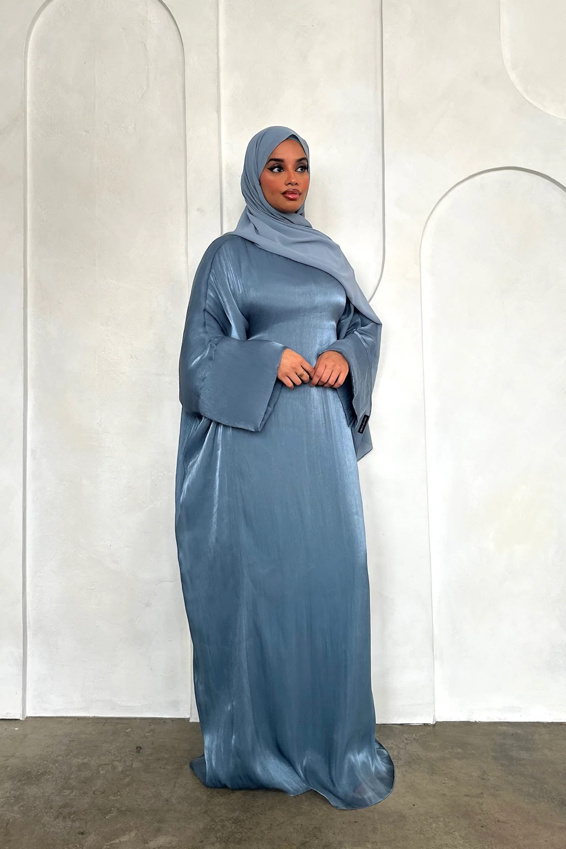 SORAYA BATWING ABAYA DUSTY BLUE - Image 7